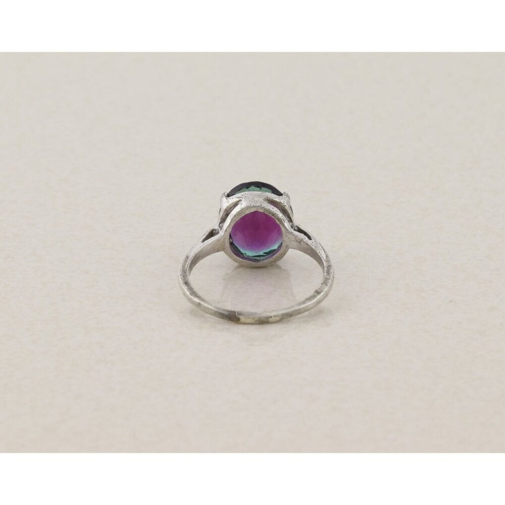 Sterling Silver Blue Purple Green Color Change Cubic Zirconia Ring Size 8 - Picture 7 of 8